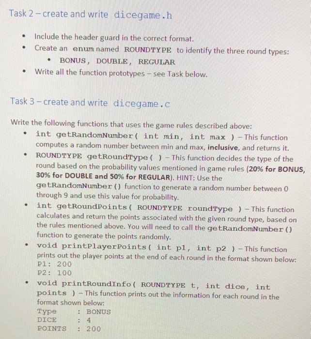 Solved need help with this project; C language pleaseDice | Chegg.com