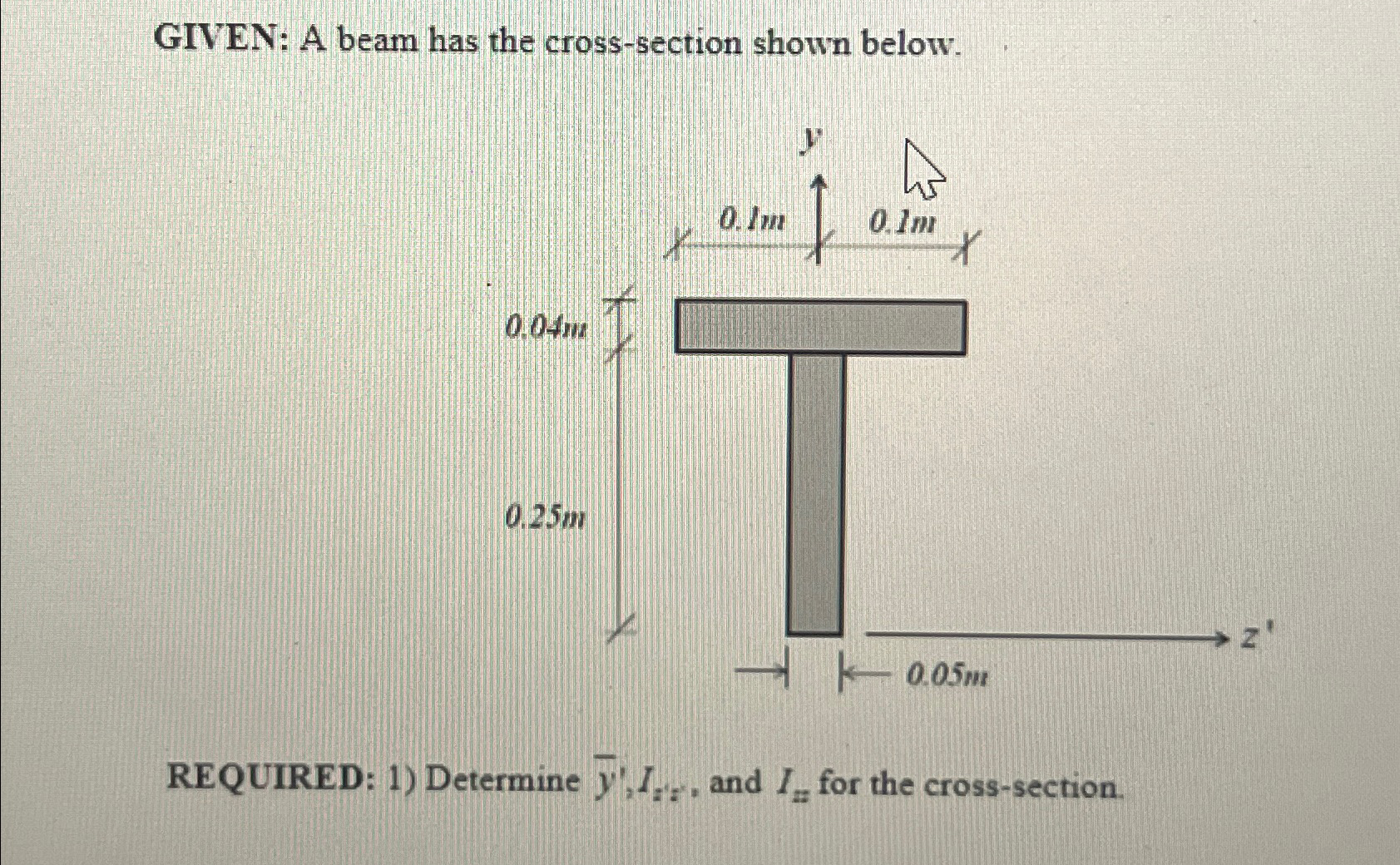 GIVEN: A beam has the cross-section shown | Chegg.com