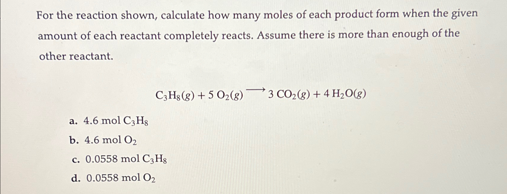 Solved For the reaction shown, calculate how many moles of | Chegg.com
