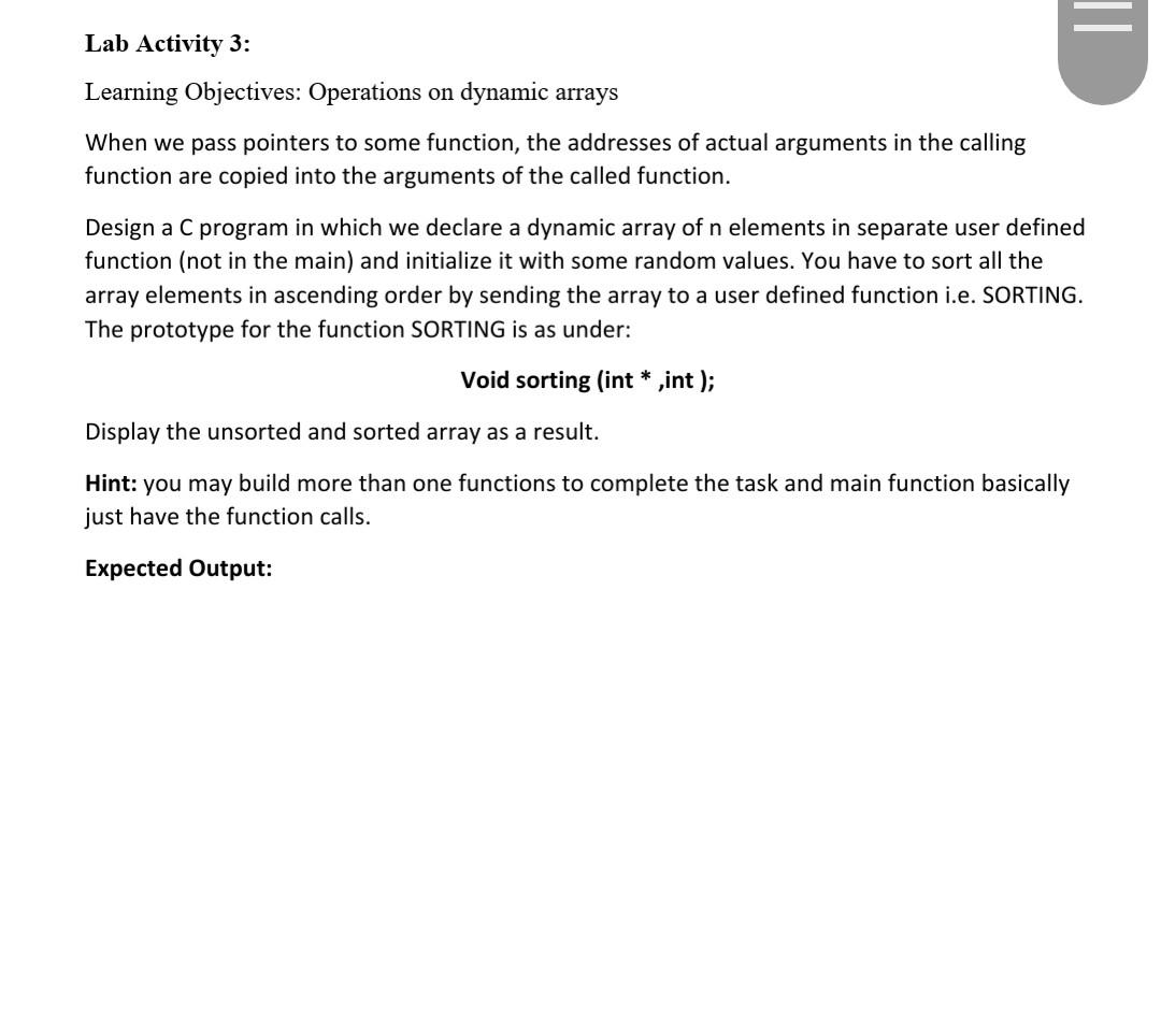 Solved = Lab Activity 3: Learning Objectives: Operations on | Chegg.com