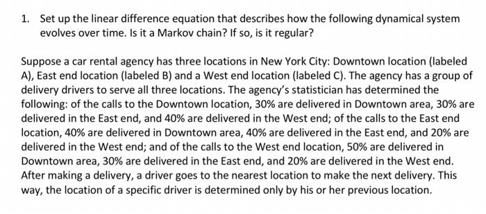 1. Set up the linear difference equation that | Chegg.com
