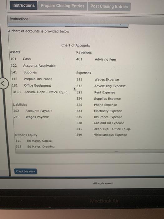 Solved eBook Instructions Prepare Closing Entries Post | Chegg.com