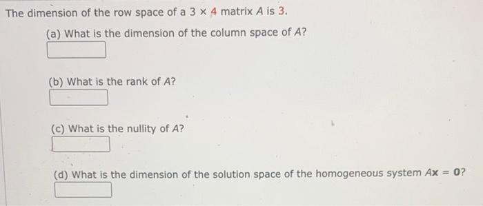 dimension of the solution space of a matrix