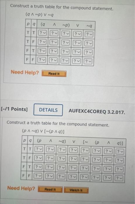Solved Construct a truth table for the compound statement. | Chegg.com