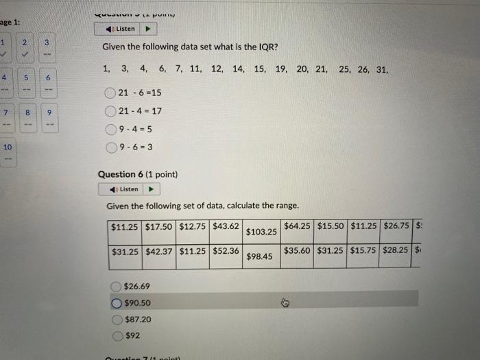 Solved Given the following data set, what digit represents | Chegg.com