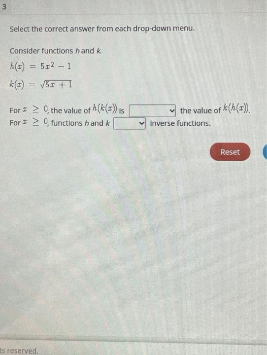 Solved 3 Select The Correct Answer From Each Drop Down Menu 5973