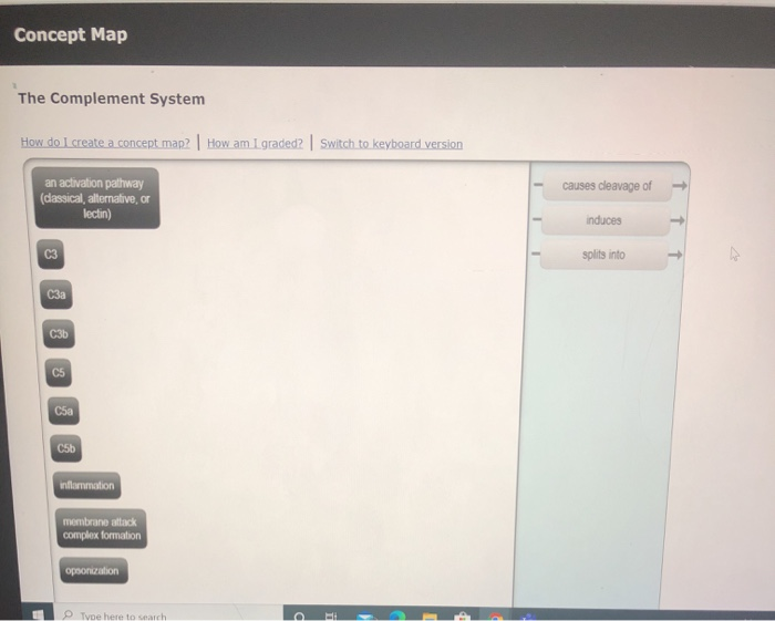 Solved Concept Map The Complement System How do I create a | Chegg.com