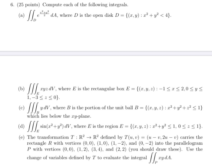 Solved 6. (25 points) Compute each of the following | Chegg.com
