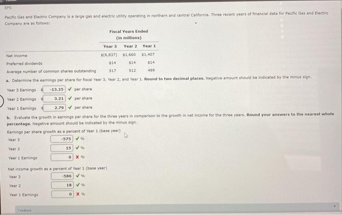 Solved EPS Pacific Gas And Electric Company Is A Large Gas | Chegg.com