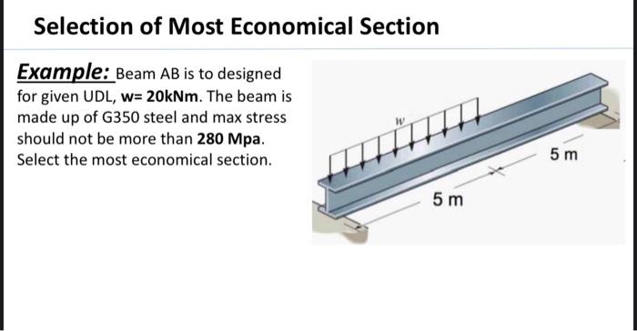 Solved Selection Of Most Economical Section Example: Beam Ab 