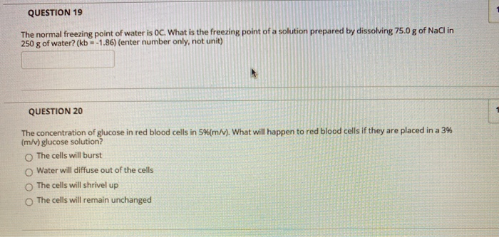Solved Question 19 The Normal Freezing Point Of Water Is Oc Chegg Com