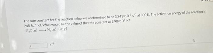 Solved The rate constant for the reaction below was | Chegg.com