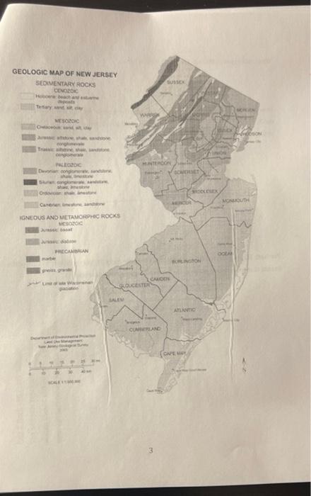 Solved GEOLOGIC MAP OF NEW JERSEY SEDIMENTARY ROCKS CENOZOIC | Chegg.com