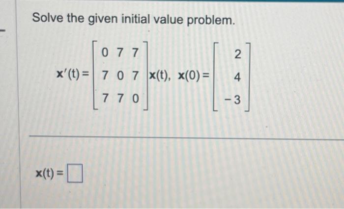 Solved Solve the given initial value problem. | Chegg.com
