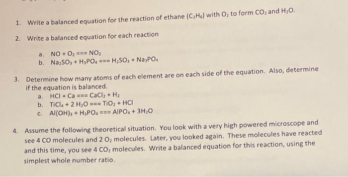 Solved 1. Write a balanced equation for the reaction of | Chegg.com