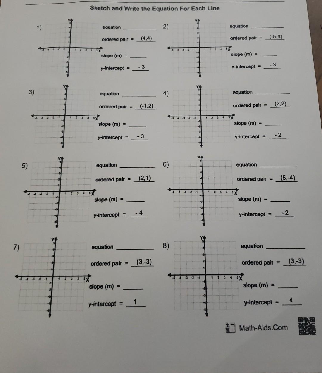 Solved Sketch and Write the Equation For Each Line 1) | Chegg.com