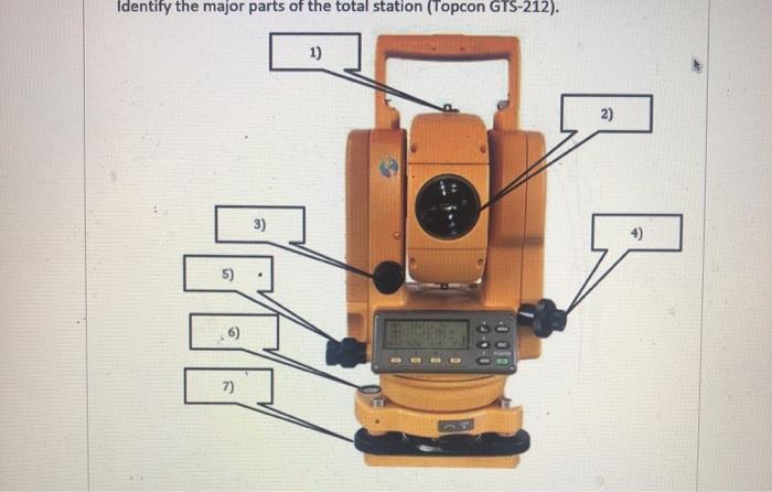 Solved Identify the major parts of the total station (Topcon | Chegg.com