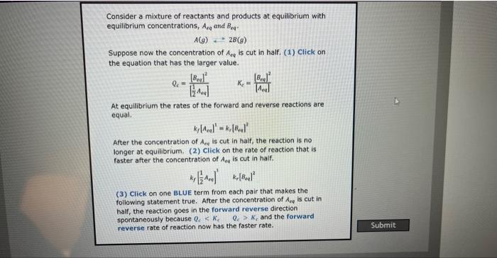 Solved Consider a mixture of reactants and products at | Chegg.com
