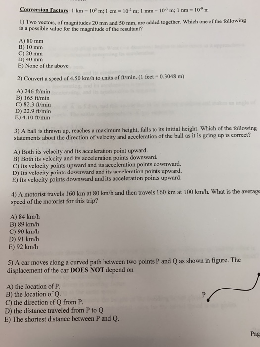 Conversion Factors 1 Km 10 M 1 Cm 102 M 1 Mm Chegg Com
