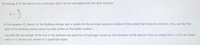 Solved The energy E of the electron in a hydrogen atom can | Chegg.com