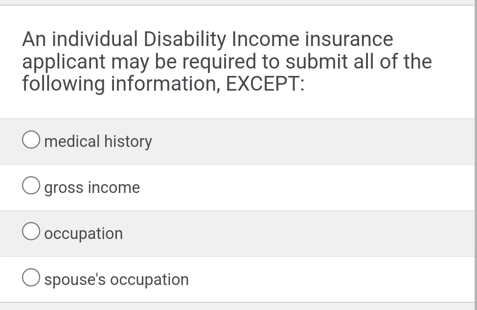 A Prepaid Application For Individual Disability Income Insurance Solved An individual Disability Income insurance applicant | Chegg.com