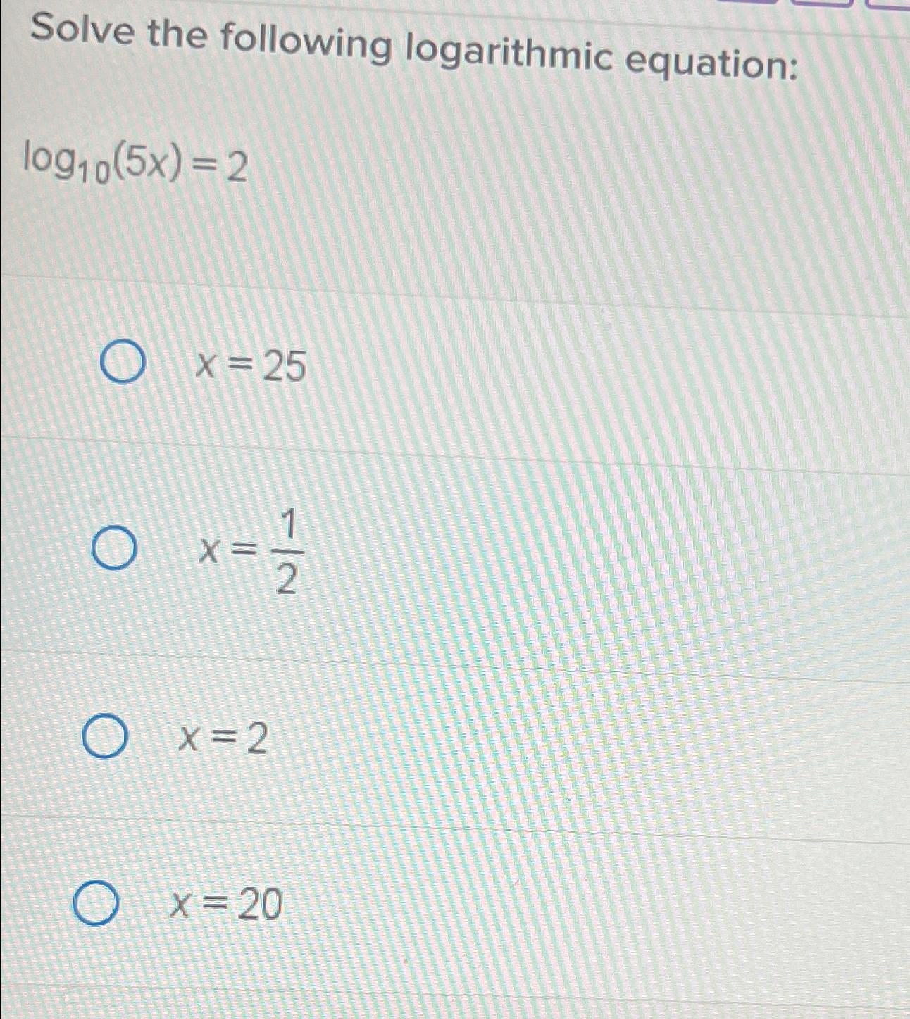 Solved Solve the following logarithmic | Chegg.com
