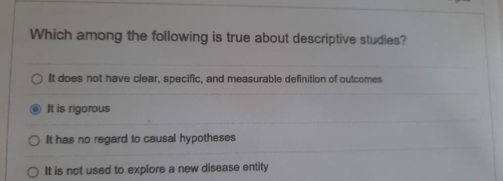 Solved Which among the following is true about descriptive | Chegg.com