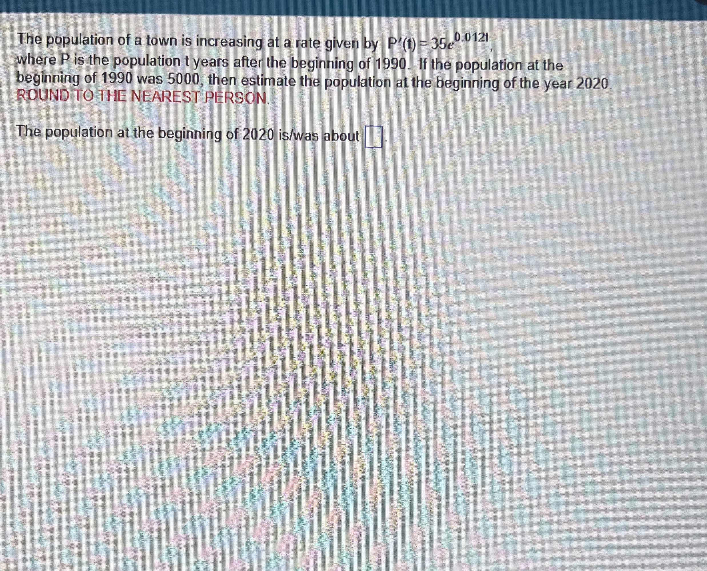 Solved The population of a town is increasing at a rate | Chegg.com