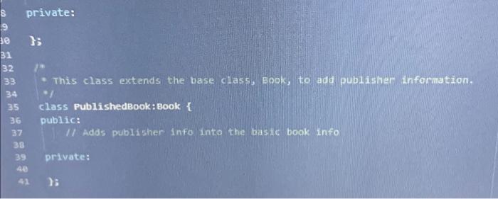 Solved Finish the implementation of the Book class. The | Chegg.com