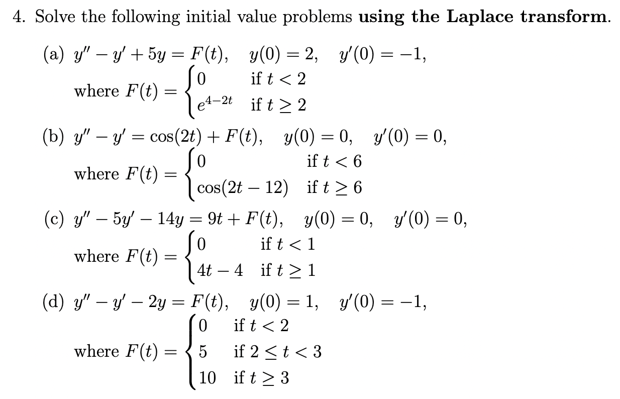 Solved Solve the following initial value problems using the | Chegg.com
