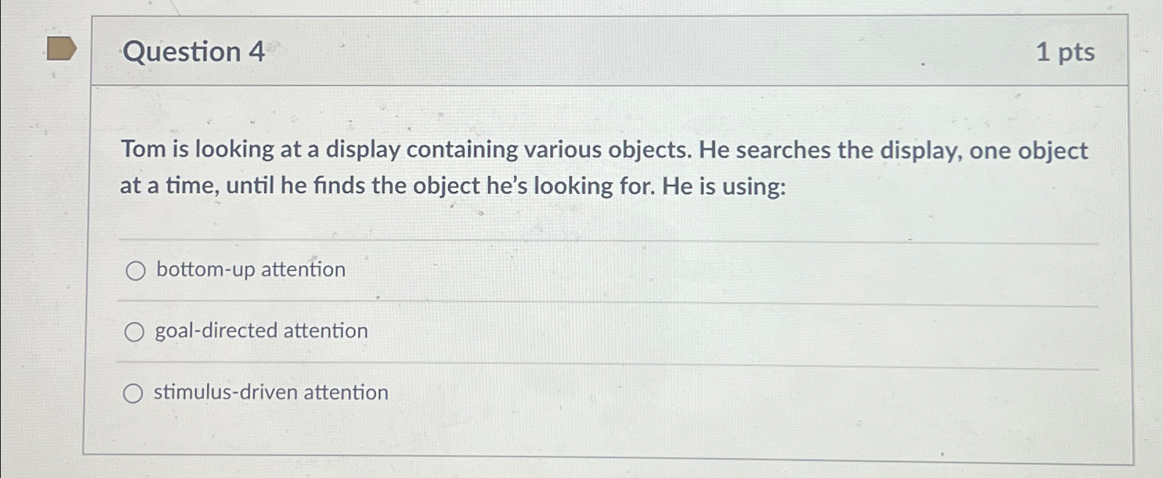 Solved Question 41ptsTom is looking at a display containing | Chegg.com