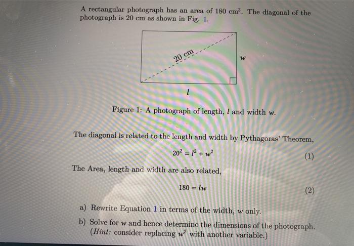 Solved A rectangular photograph has an area of 180 cm. The | Chegg.com
