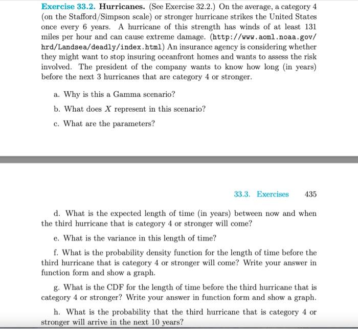 Solved Exercise 33.2. Hurricanes. (See Exercise 32.2.) On | Chegg.com