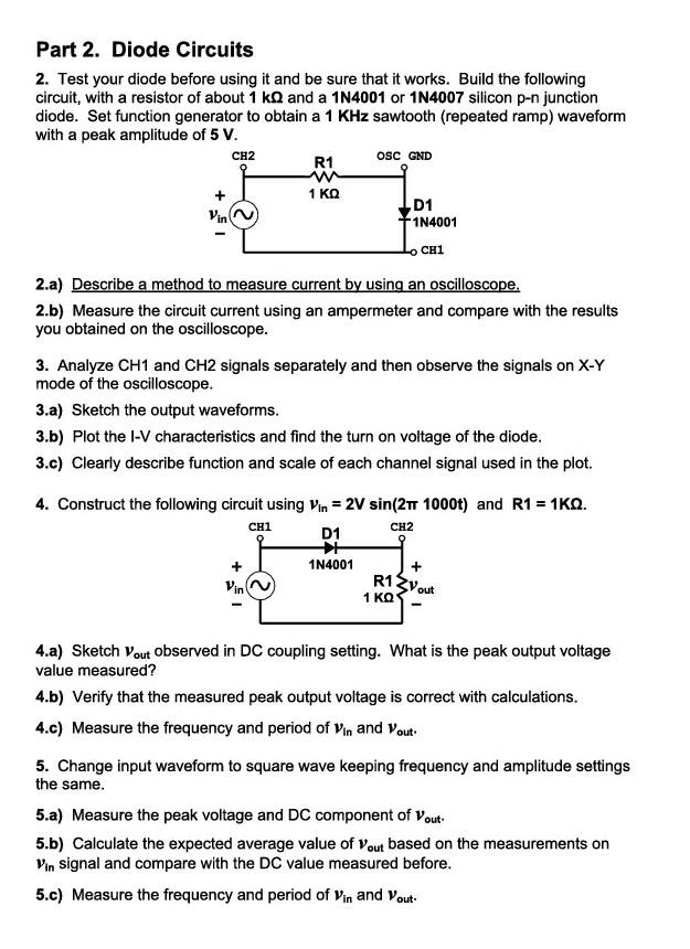 Solved Part 2. Diode Circuits 2. Test Your Diode Before | Chegg.com