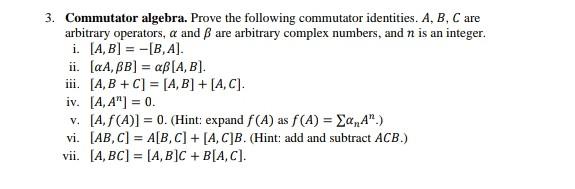 Solved 3. Commutator Algebra. Prove The Following Commutator | Chegg.com