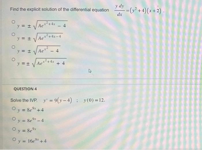 Solved Find the explicit solution of the differential | Chegg.com