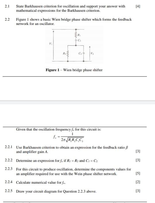 Solved 2.1 State Barkhausen criterion for oscillation and