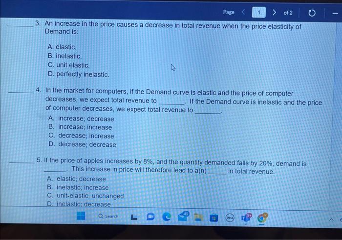 Solved 3. An increase in the price causes a decrease in | Chegg.com