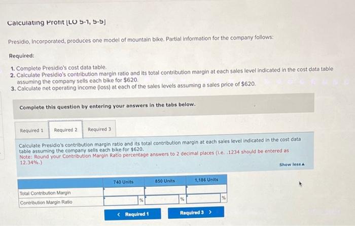 Solved Caiculating Protit [ LU B-7, B-b] Presidio, | Chegg.com