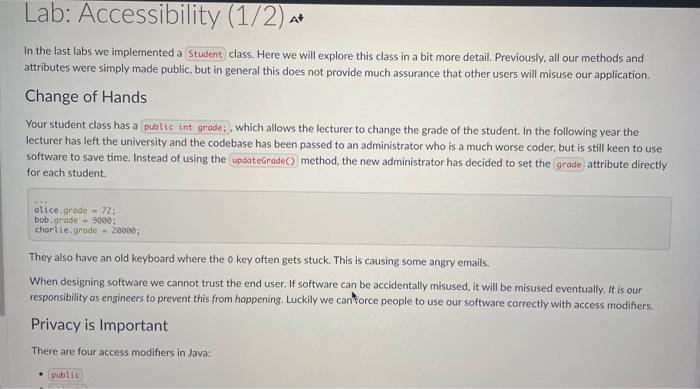 Solved In the last labs we implemented a class. Here we will | Chegg.com