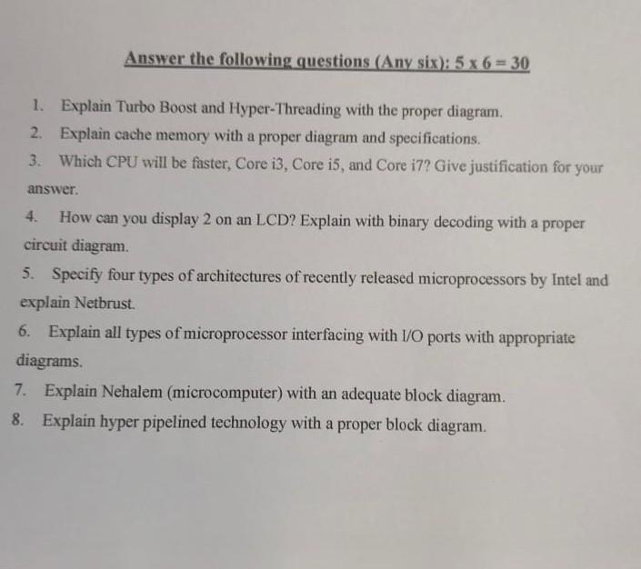 Solved Answer The Following Questions Any Six 56 30 1 Chegg Com