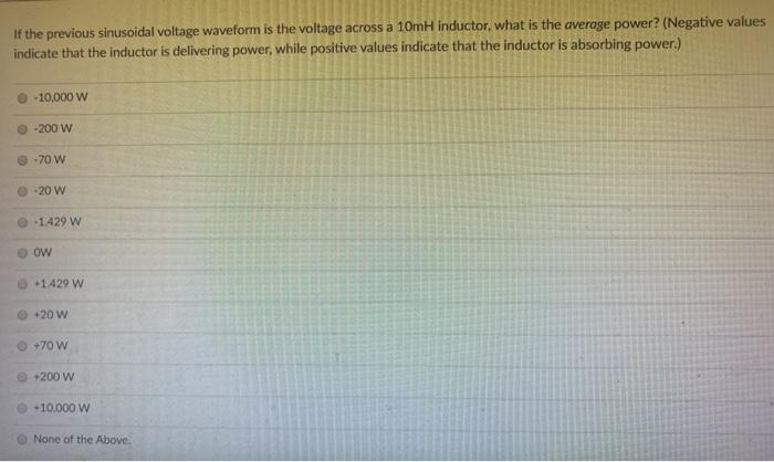 Solved Consider the following sinusoidal voltage waveform: | Chegg.com