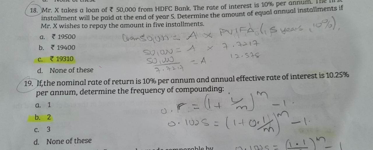 Solved 10 18 Mr X Takes A Loan Of 50 000 From HDFC Bank Chegg