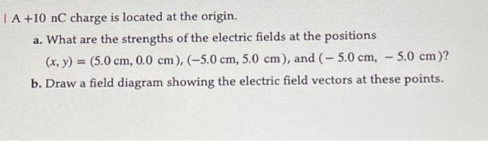 Solved | A +10 nC charge is located at the origin. a. What | Chegg.com