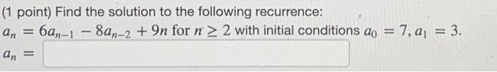 Solved (1 point) Find the solution to the following | Chegg.com