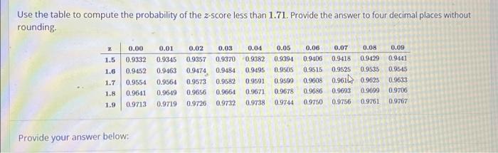 Solved Use the table to compute the probability of the | Chegg.com