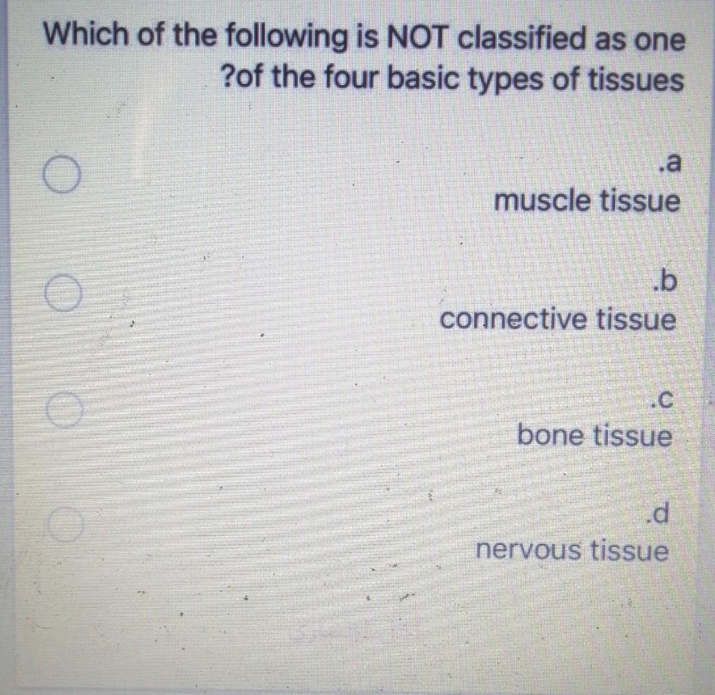 Solved Which of the following is NOT classified as one ?of | Chegg.com