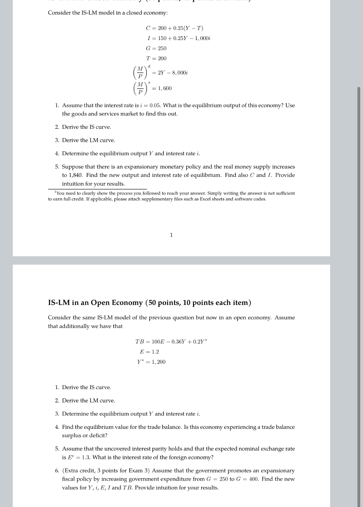 Solved (only sollve open economy )Consider the IS-LM model | Chegg.com