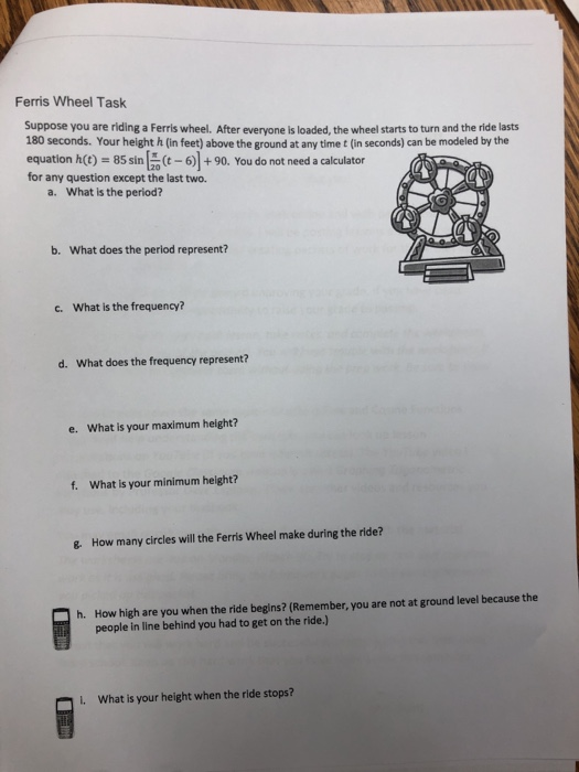Solved Ferris Wheel Task Suppose You Are Riding A Ferris Chegg