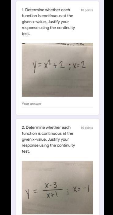 Solved 10 points 1. Determine whether each function is | Chegg.com